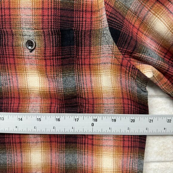 NWT Tailor Vintage Long Sleeve Plaid Shirt Orange Black Casual Men’s Small - Picture 5 of 10